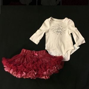 Sparkle & Shine Red Tutu Skirt bodysuit set 3-6 mo